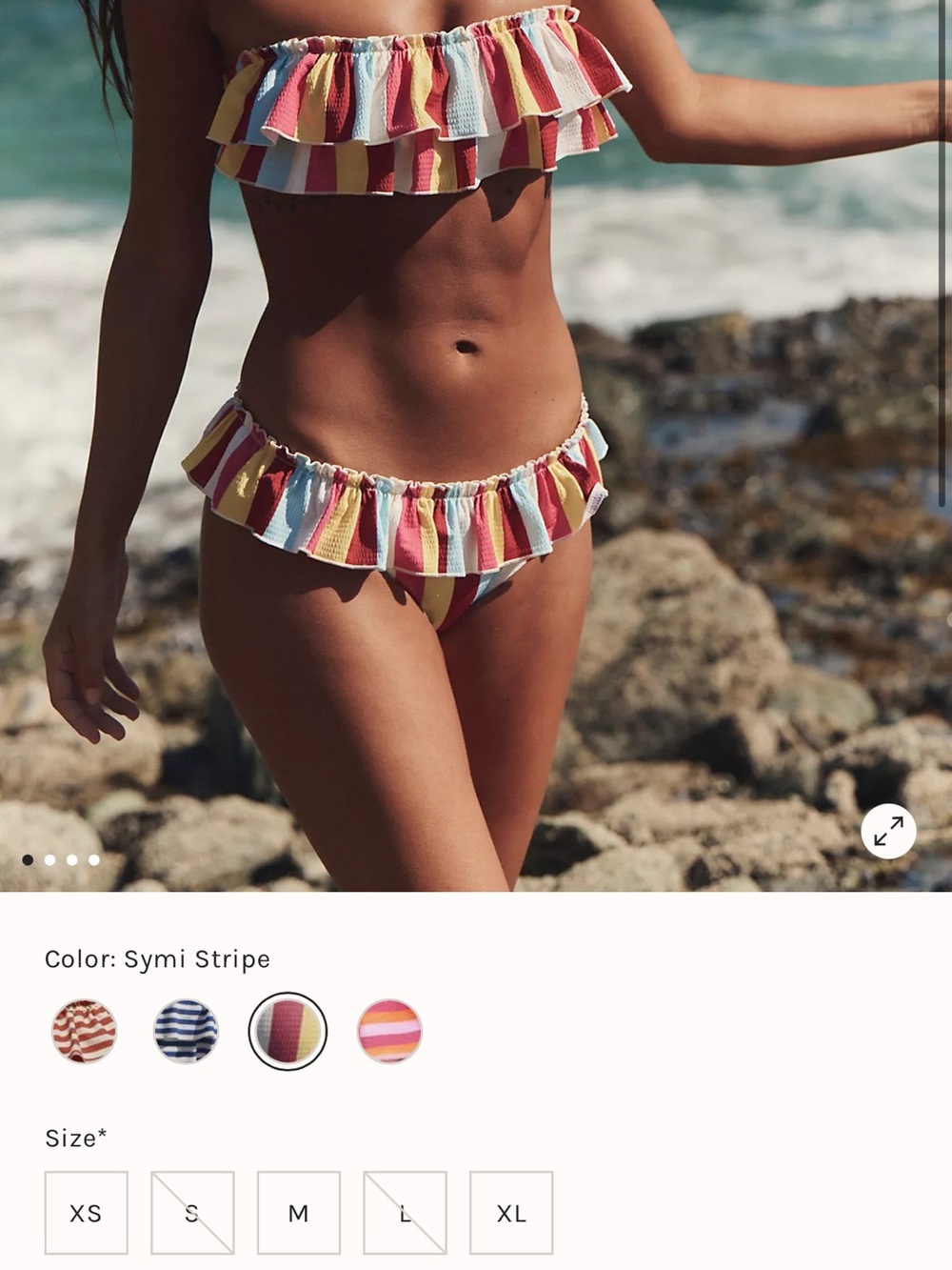 SOLID & STRIPED Multicolor Striped Ruffle Bandeau Top. Sold out. Worn ONCE